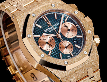Chronograph - Frosted Gold -Green Yellow- 904L Steel - Automatic - 41mm